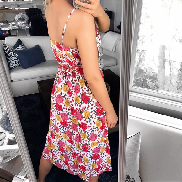 🌺 LOFT FLORAL RUFFLE FLOWY BELTED MIDI DRESS! - Picture 5 of 13